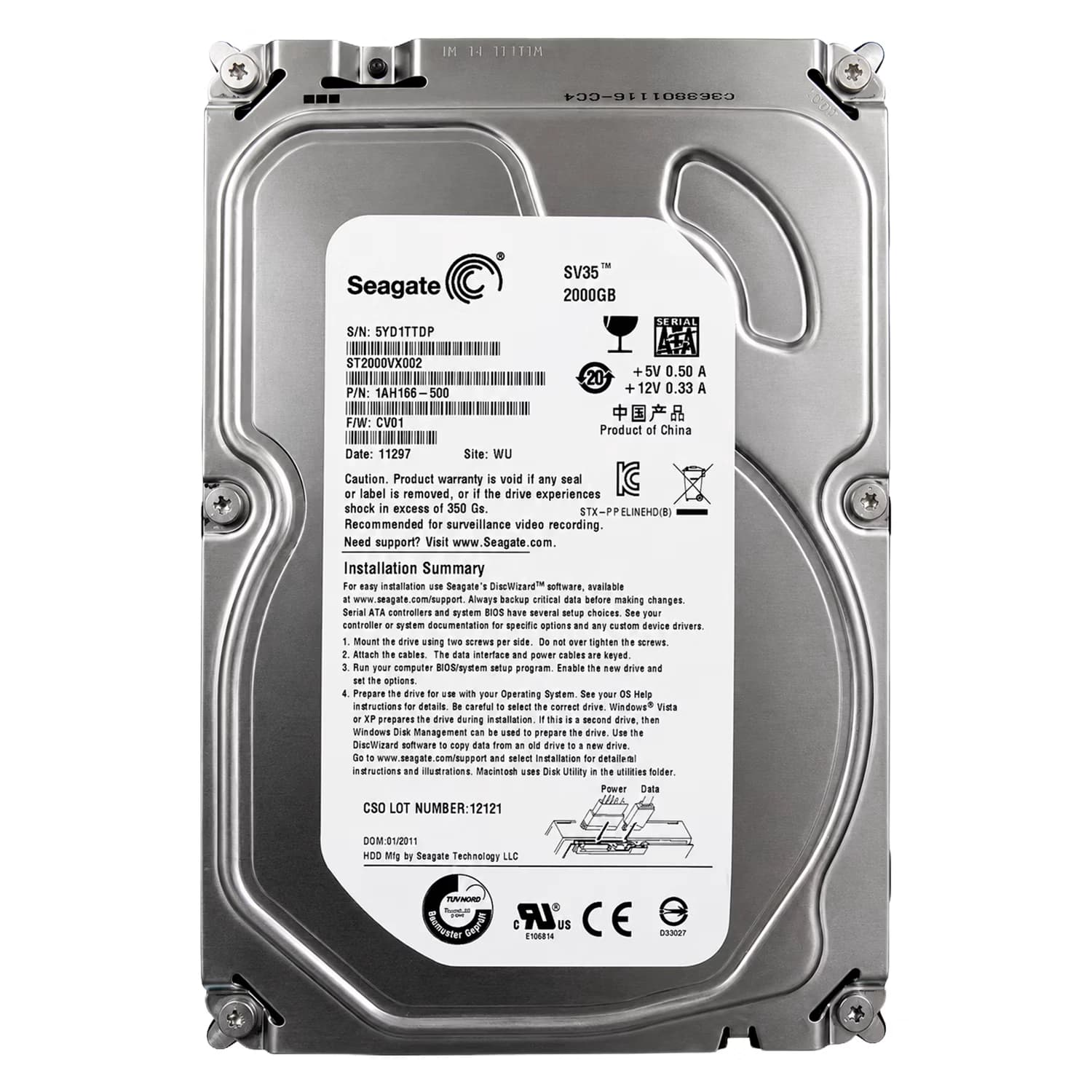 Acessório · Seagate HD Seagate SV35 Pull 2TB 3.5" SATA 3 7200RPM - ST2000VX002