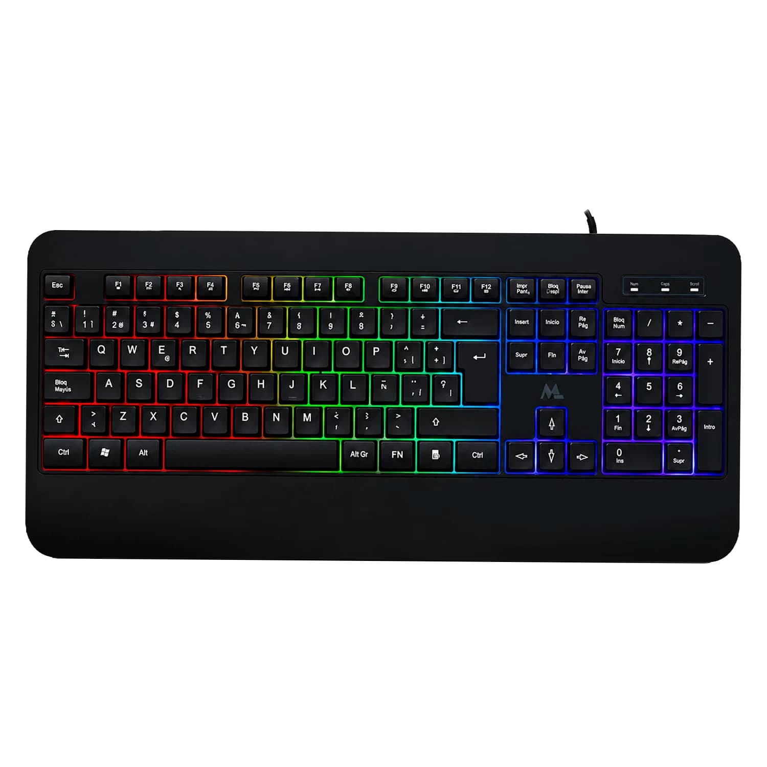 Teclado Mtek KB-7701LR-ESP RGB USB Espanhol - Preto