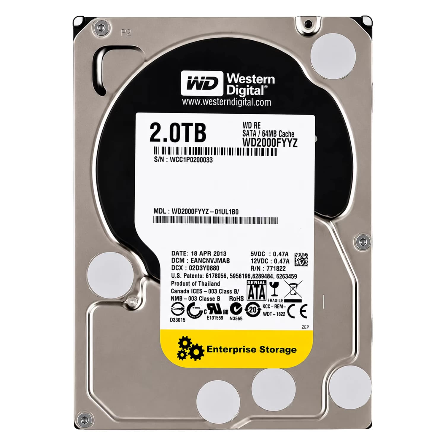 Western Digital HD Western Digital WD RE Datacenter Pull 2TB 3.5" SATA 3 7200RPM - WD2000FYYZ