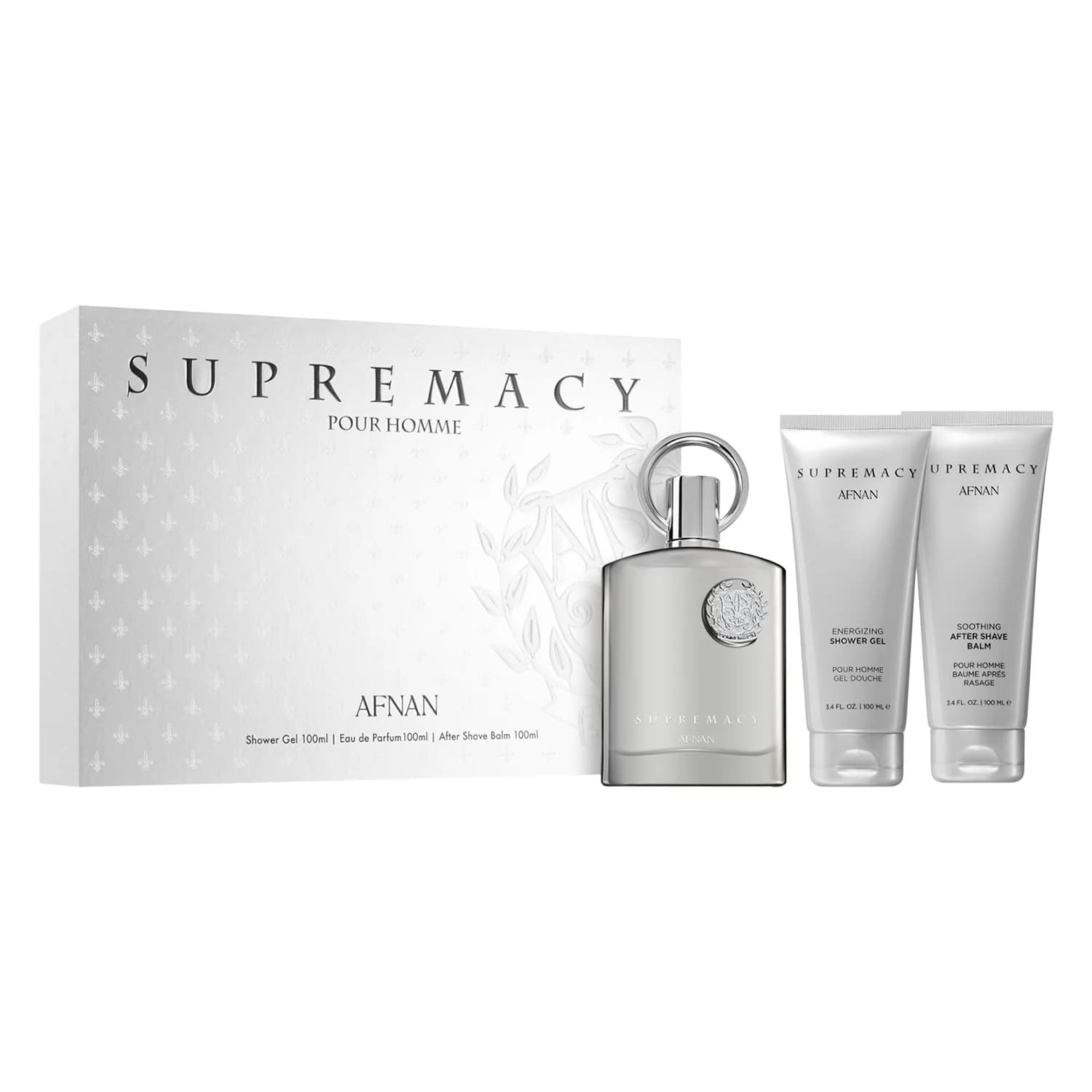 Afnan Kit Afman Supremacy Silver + Shower Gel + Locao Corporal EDP 100ml