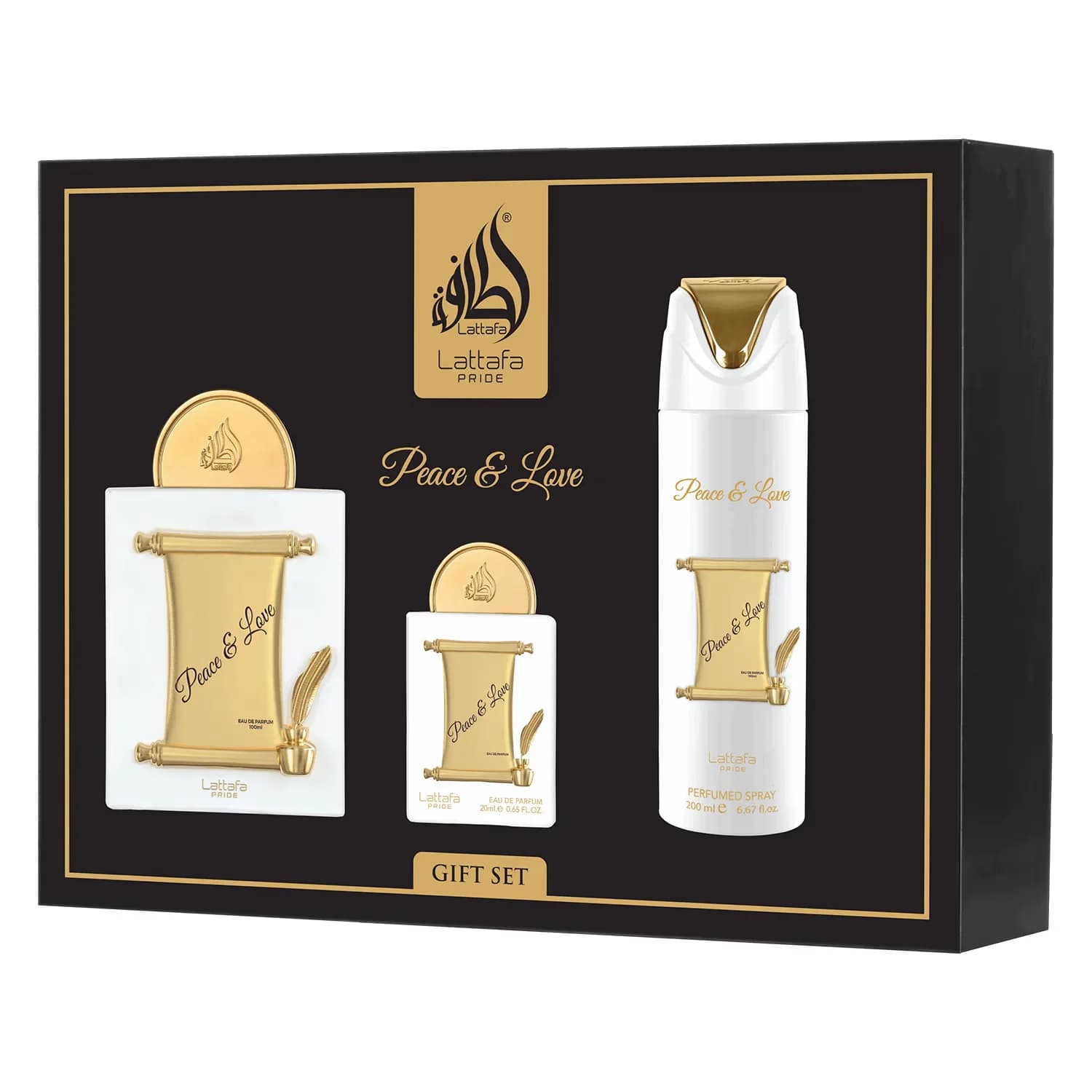Lattafa Kit Peace & Love Gift Set - 3 Unidades EDP