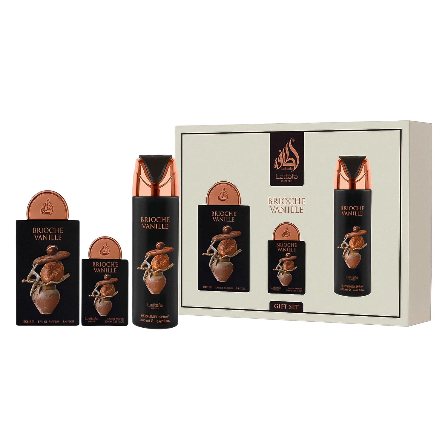 Lattafa Kit Pride Brioche Vanille Gift Set - 3 Unidades EDP