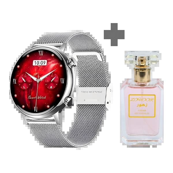 Ralph Lauren Kit Relogio G-Tide Romance Lady Time Com Bluetooth - Prata Branco + Zohoor 30ml