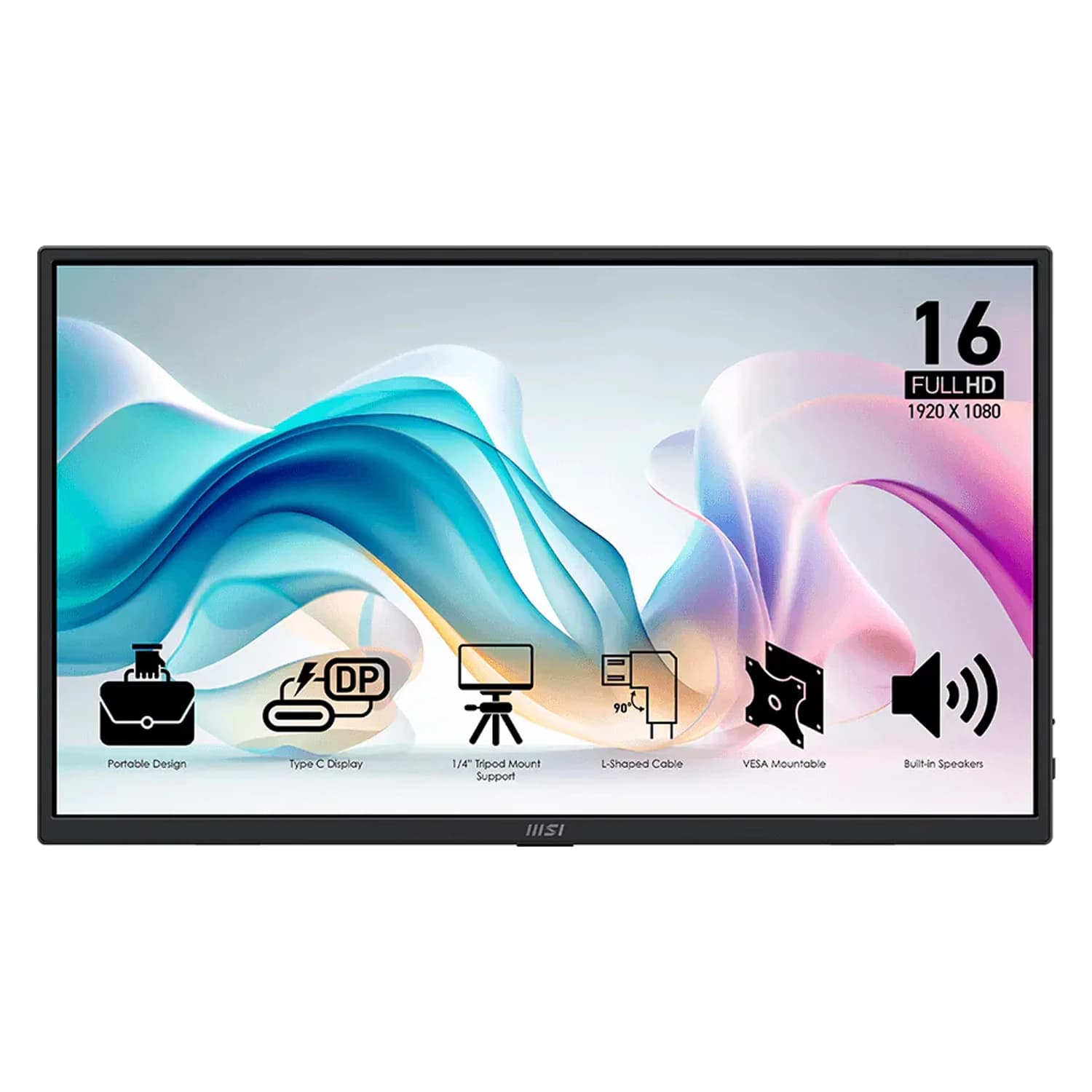 Monitor Portátil MSI PRO MP165 E6 16" Full HD 60Hz USB-C - Cinza