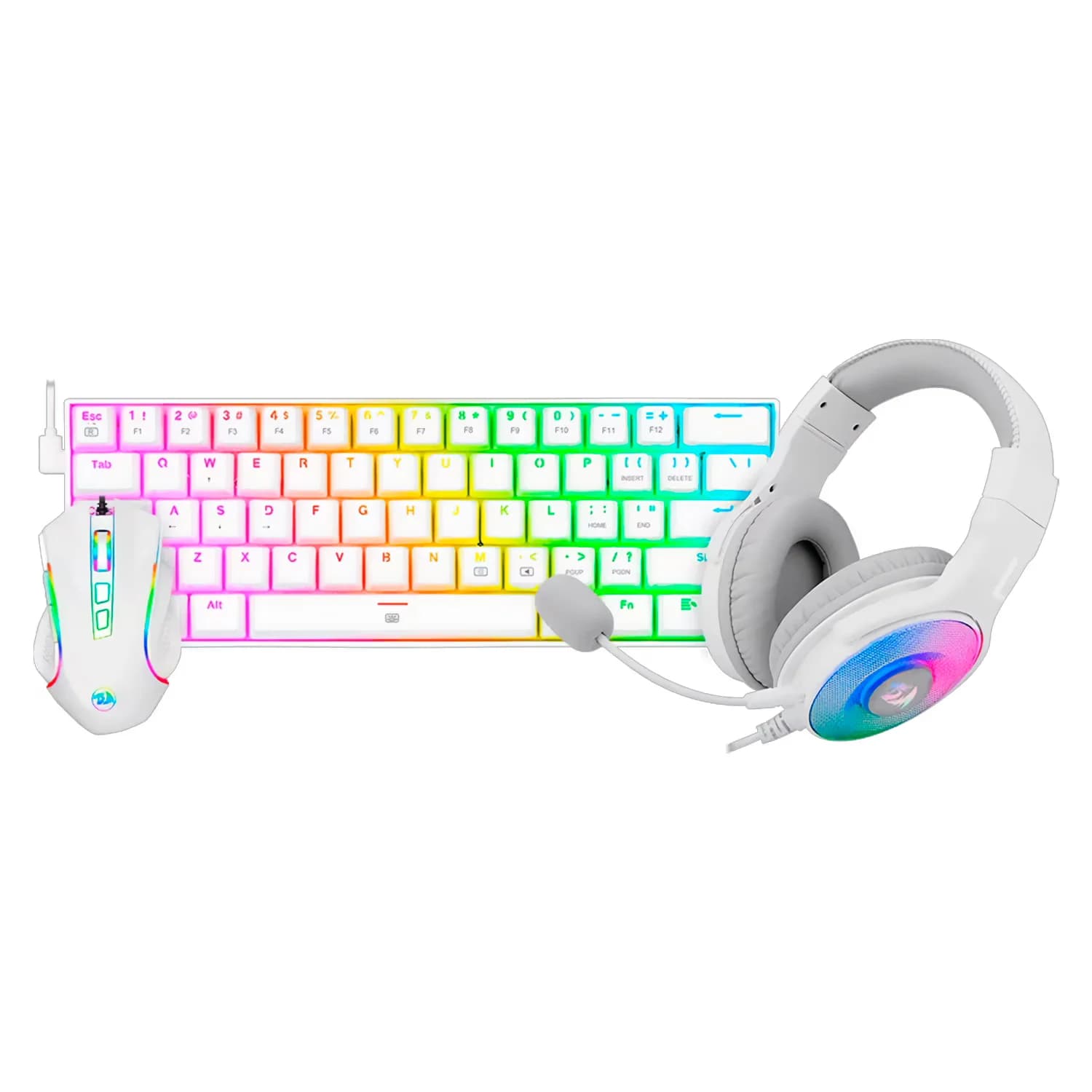 Redragon Kit Gamer Redragon S129W Teclado K630RGBW + Mouse M607W + Headset Pandora H350RGB-1-W