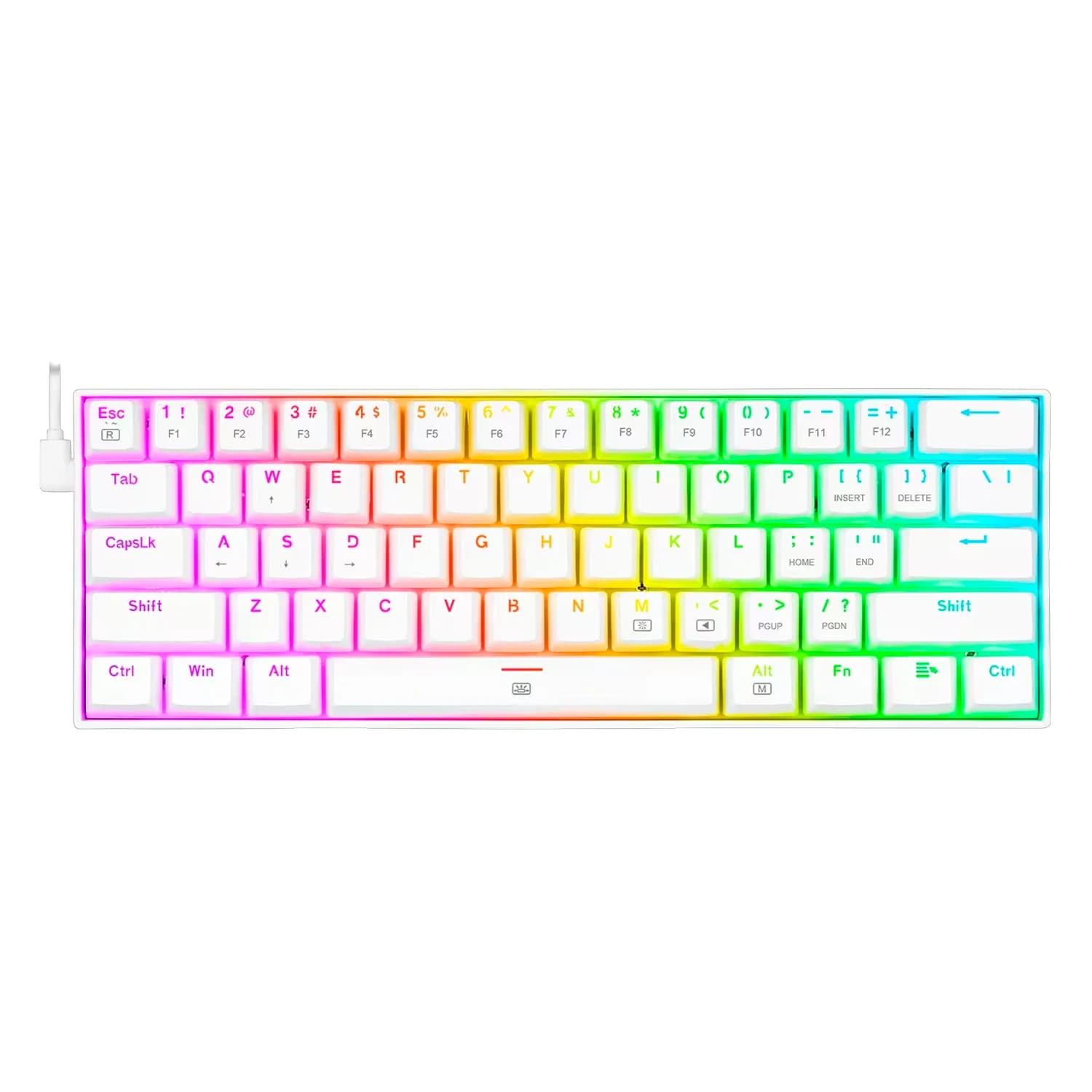 Redragon Teclado Gamer Redragon Dragonborn K630W-RGB Switch Red Layout 60% - Branco