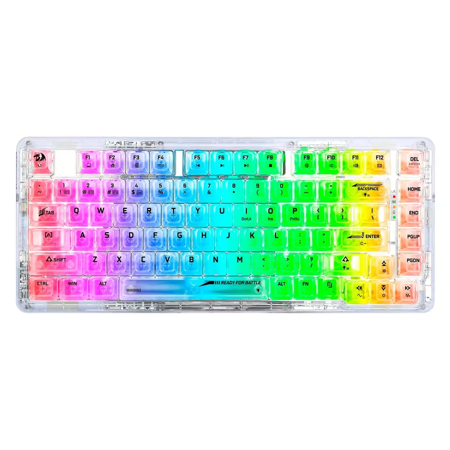 Redragon Teclado Gamer Redragon ELF Pro K649CT RGB Switch Translucent Custom Layout 78% Sem Fio - Branco Transparente
