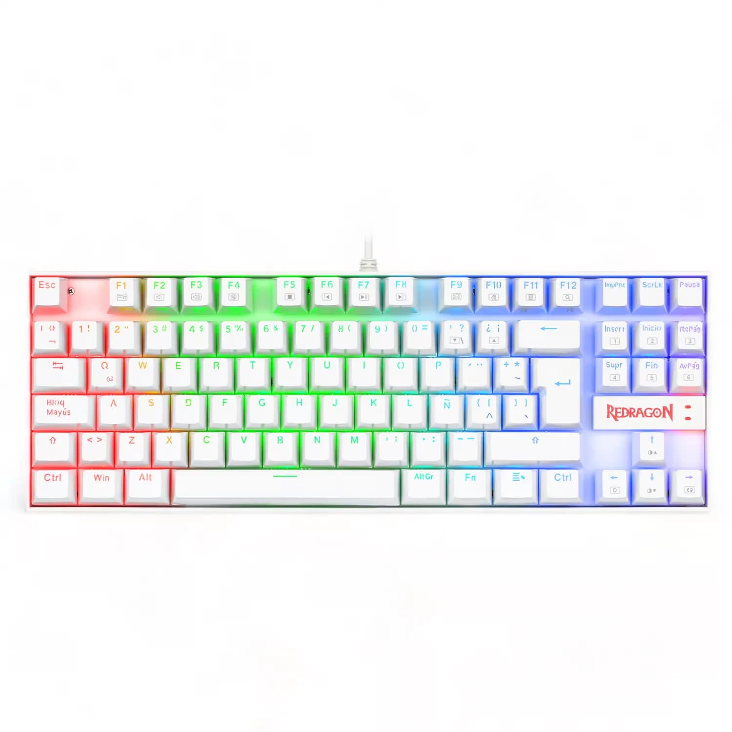 Redragon Teclado Gamer Redragon K552W-RGB Kumara com Fio Inglês - Branco