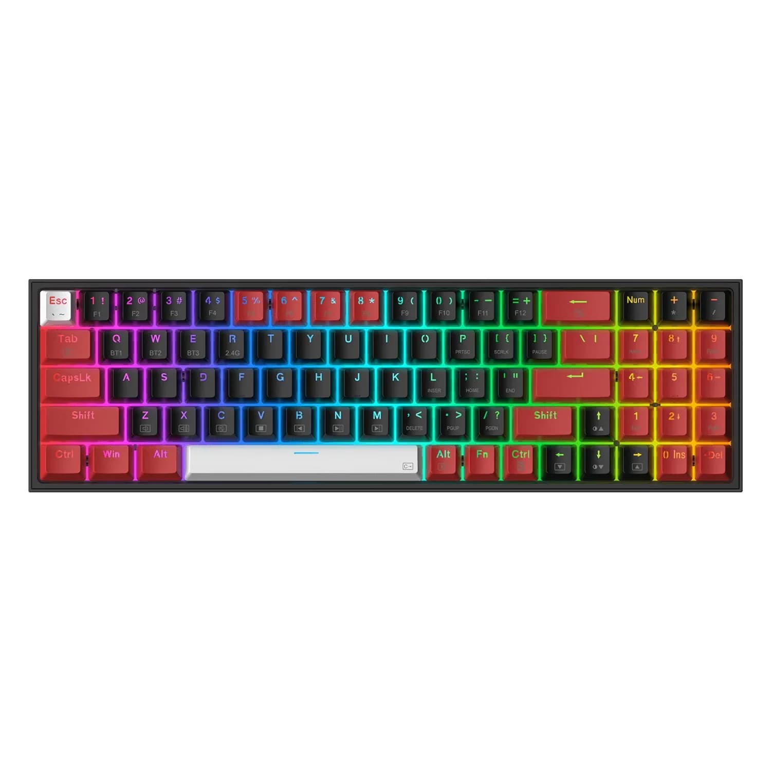 Redragon Teclado Gamer Redragon K628RGB Pro BRW Pollux Sem Fio Inglês - Preto