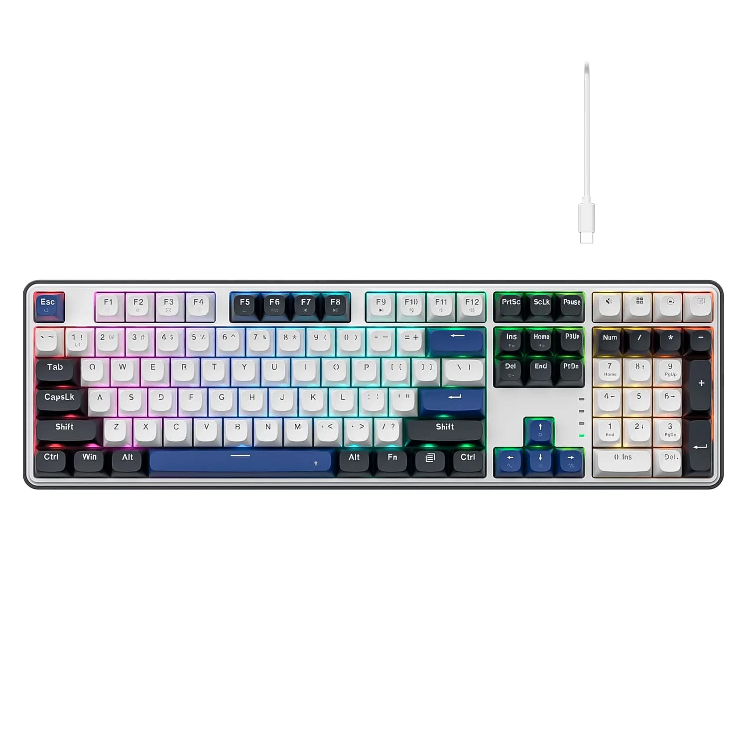 Redragon Teclado Gamer Redragon K689WBB RGB Wyvern USB Inglês - Branco Preto