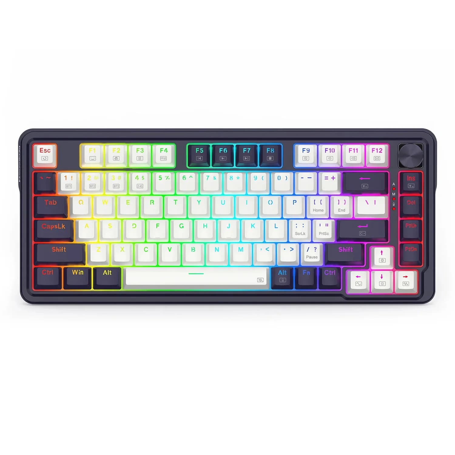 Redragon Teclado Gamer Redragon K715 Pro Finke QMK Layout 65% Sem Fio - Preto e Branco