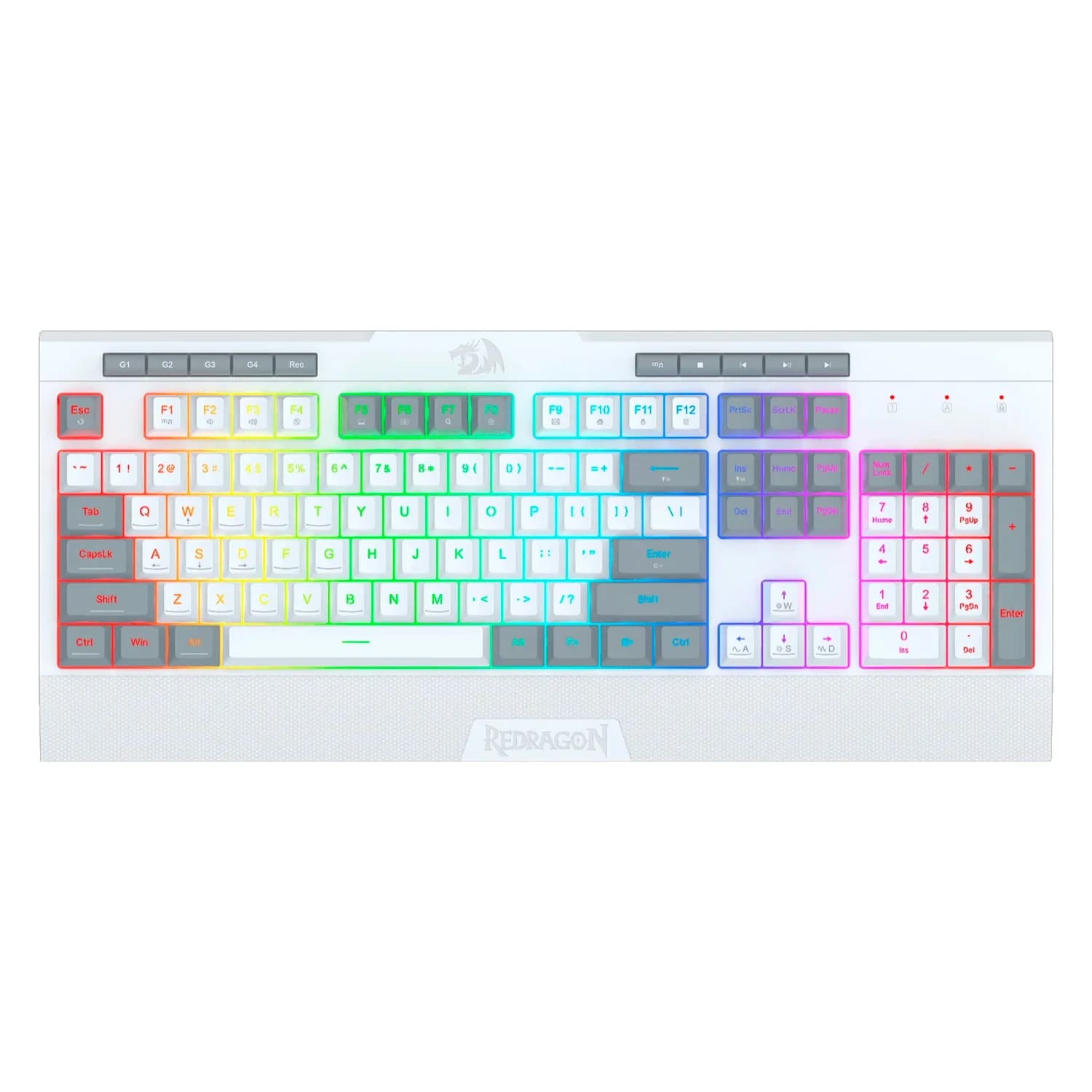 Redragon Teclado Redragon Shiva Lite K525WG RGB USB Inglês - Branco Cinza