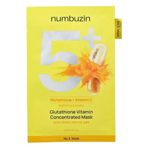 Numbuzin Máscara Facial Hidratante Numbuzin No.5+ Glutathione + Vitamin Concentrated - 1 Unidade