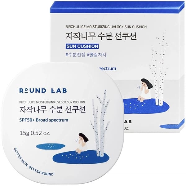 Round-Lab Protetor Solar Facial Round Lab Birch Juice Moisturizing Uvlock Sun Cushion Spf 50+ 15 G