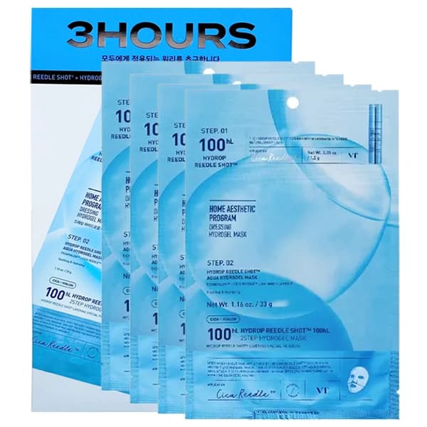 Vt-Cosmetics Máscara Facial Vt Cosmetics Hydrop Reedle Shot 100Hl 2-Step Hydrogel - 4 Unidades