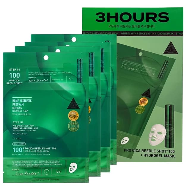 Vt-Cosmetics Máscara Facial Vt Cosmetics Pro Cica Reedle Shot 100 2-Step Hydrogel - 4 Unidades
