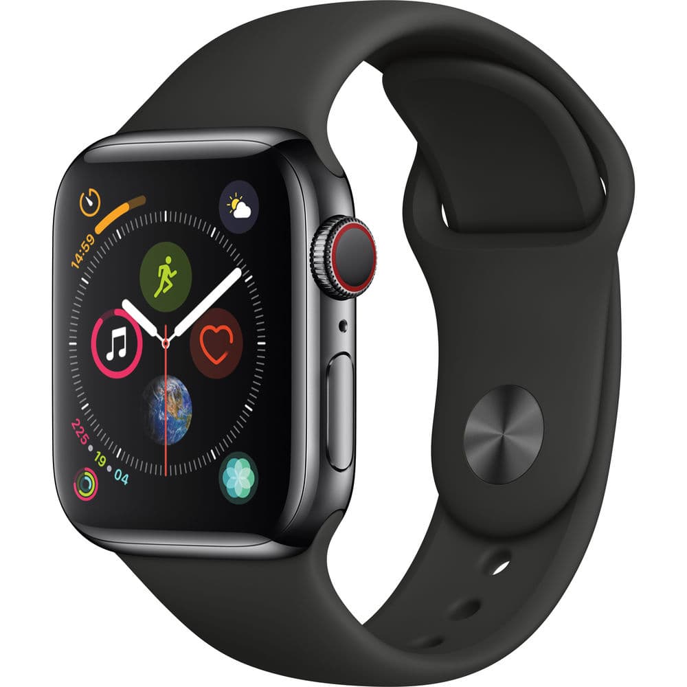 Apple Watch S4 MTUN2LL Gps Cellular Stainless Steel Case Space Sport Band Preto