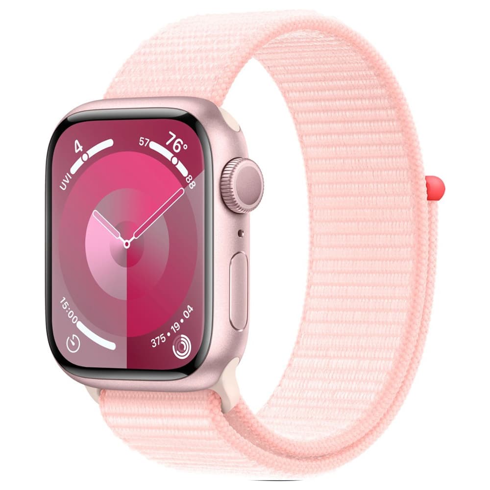 Apple Watch S9 Gps Double Tap Fingertip Pulseira Sport Loop Aluminium Case Rosa
