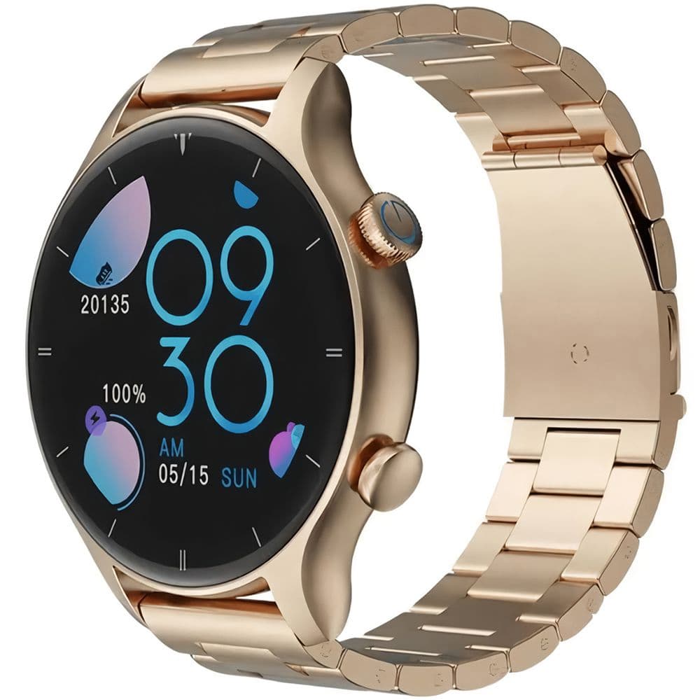 G-tide Smartwatch Tide R1 Goldman IP68 Sensor Hr Pulseira Metal Dourado