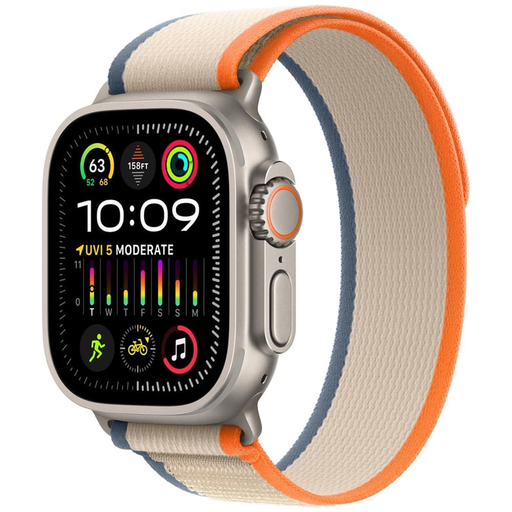 Apple Watch Ultra MRF13LL Double Tap Gesture Sirena 86DB Pulseira Trail Loop Case Orange Beige Titanio
