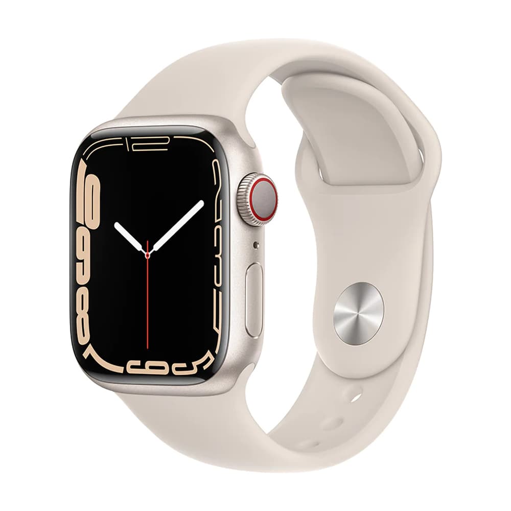 Apple Watch S7 MKHR3BE Gps Celullar Pulseira Sport Band Aluminum Case Starlight
