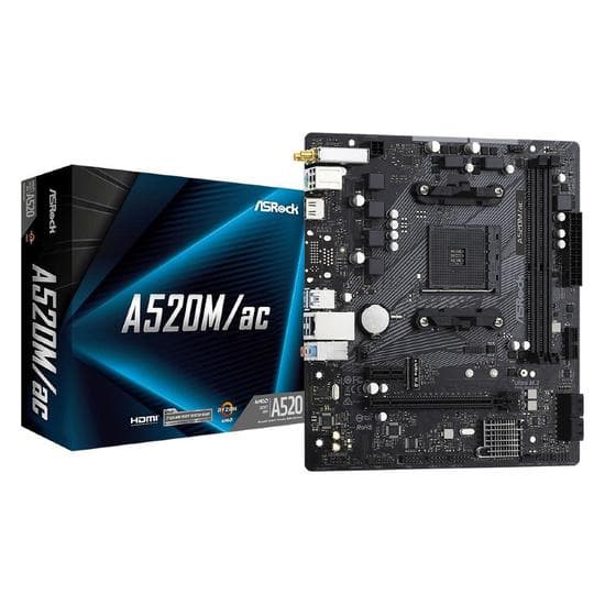 Asrock Placa Mae Asrock A520M Ac Soquete AM4 Amd 2X DDR4 Uatx