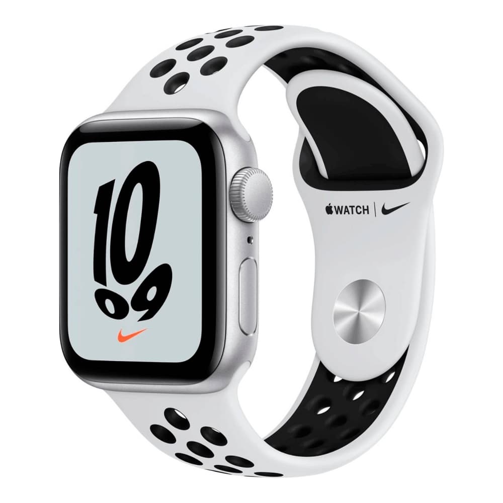 Apple Watch Se Nike MKRW3LZ Pulseira Sport Band Gps Cellular Aluminium Case Pure Platinum Prata