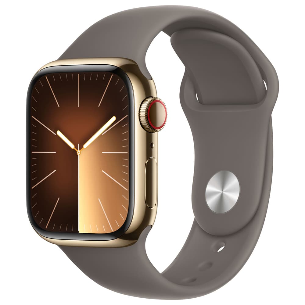 Apple Watch S9 MRJ63CL Gps Cellular Double Tap Fingertip Pulseira Sport Band Stainless Steel Case Clay Dourado