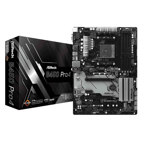 Asrock Placa Mae Asrock B450 PRO4 Soquete AM4 Amd 4X DDR4 Atx