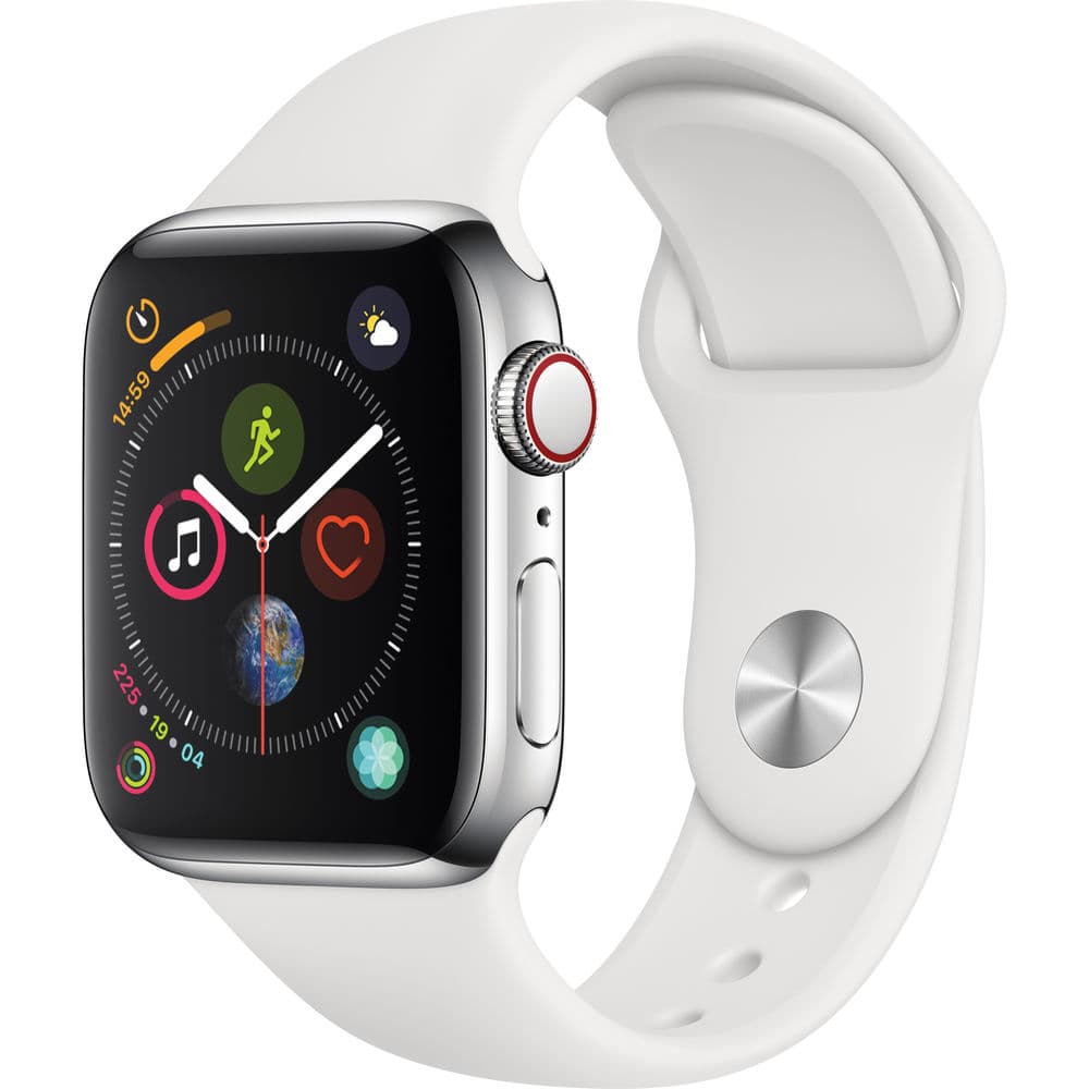Apple Watch S4 MTUL2LL Gps Cellular Stainless Steel Case Stainless Steel Sport Band Branco