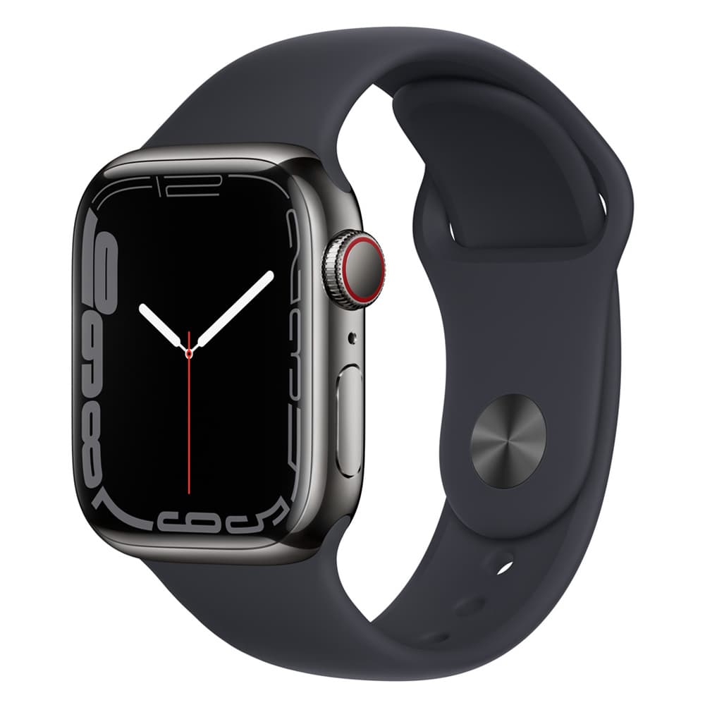 Apple Watch S7 MNC23BE Gps Celullar Pulseira Sport Band Stainless Steel Case Graphite Midnight