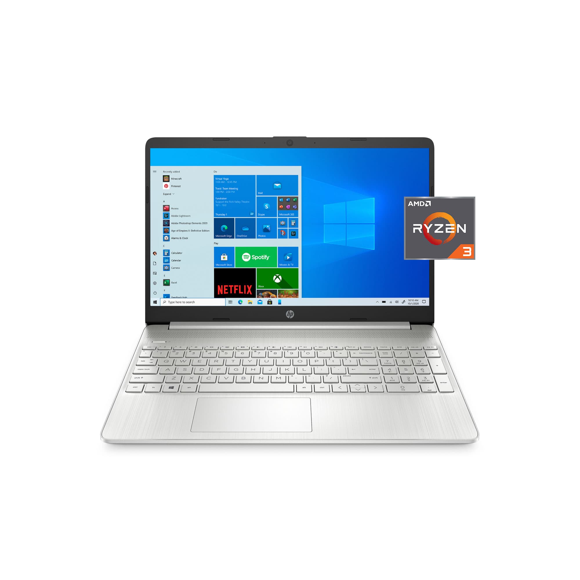 Hp EF1300WM Amd Ryzen 3250U 6GHZ Ssd Pixel Queimado W10 128GB Prata