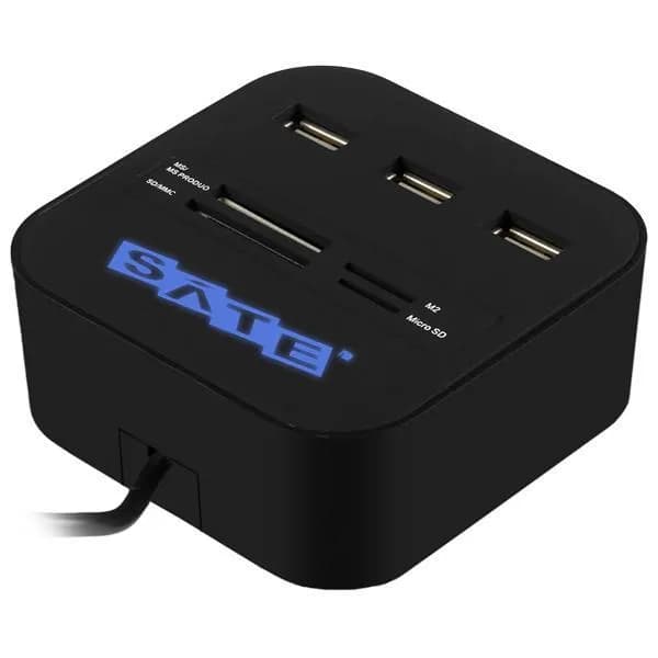 Satellite Hub Usb Satellite HUB07 Portas Usb Slot Micro Sd Sd Ms M2 Preto