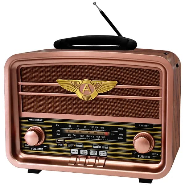 Megastar Radio Portatil Megastar RX939BT Pilha Marrom Rosa