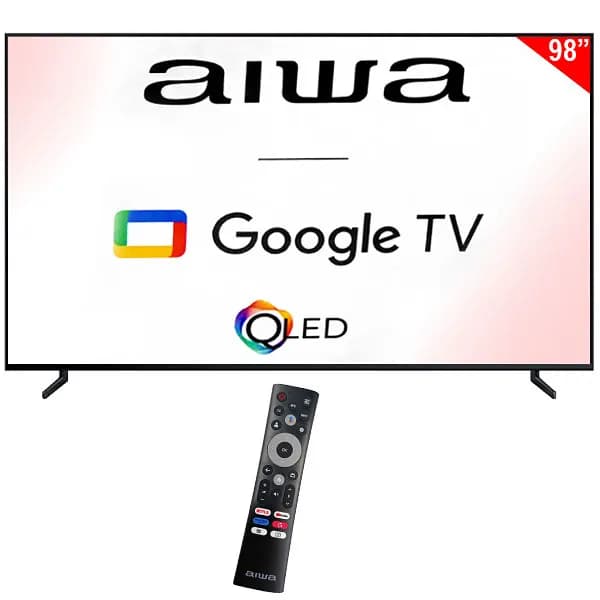 Samsung Smart TV QLED 98" Aiwa AW98B4QFG 4K Ultra HD Google TV Wi-Fi Bluetooth com Conversor Digital