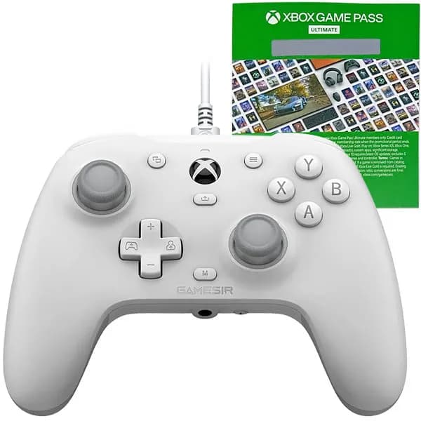 Microsoft Xbox Controle GameSir G7 HE para PC Xbox - Branco Gris + Game Pass Ultimate