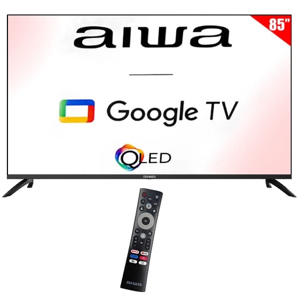 Samsung Smart TV QLED 85" Aiwa AW85B4QFG 4K Ultra HD Google TV Wi-Fi Bluetooth com Conversor Digital