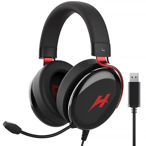 Headset Gaming Haylou Hexstorm G1 HDG01 7.1 com USB para PC PS4 PS5 Nintendo Switch - Preto Vermelho