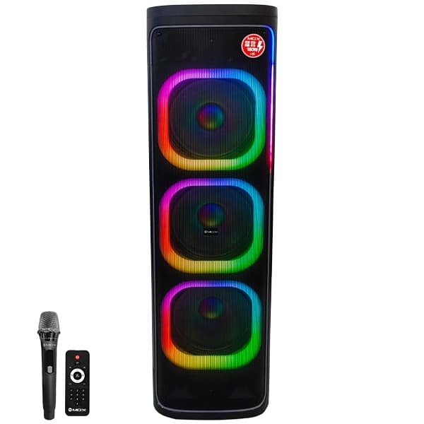 Caixa de Som MOX MO-T1221 3 de 12" 180 watts RMS com Bluetooth USB FM - Preta