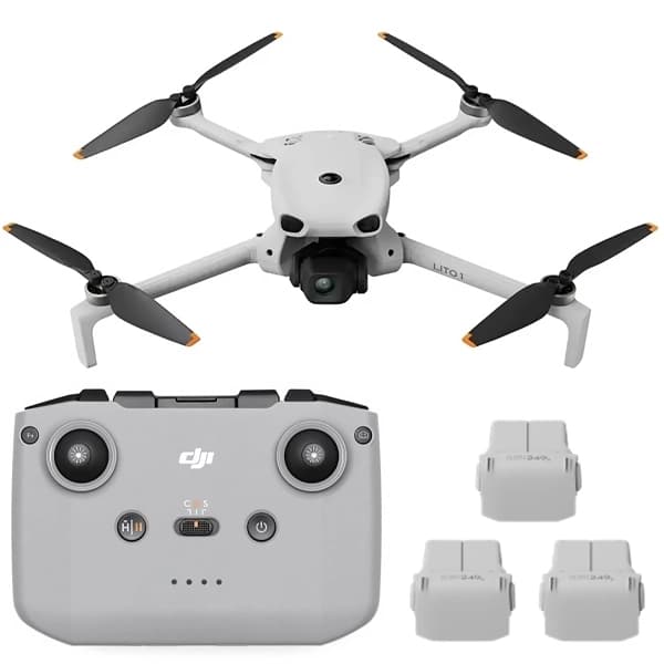 Drone DJI Lito 1 Fly More Combo (DJI RC-N3) Anatel 4K com GPS - Cinza Claro
