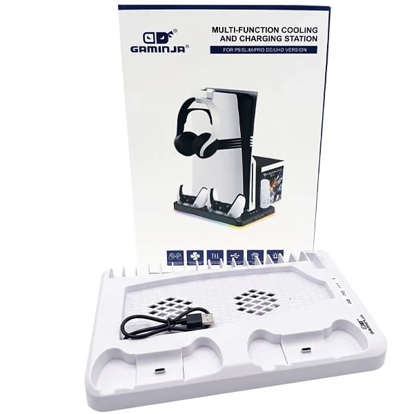 Sony PlayStation Suporte com Base de Recarga GAMINJA P58 para PlayStation 5 - Branco