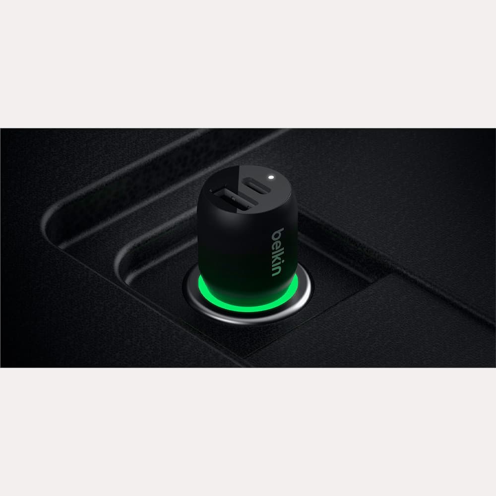Belkin Carregador Carro Duplo Belkin 37W Usb 25W Usb 12W Cabo Usb Lightning CCB004BT1MBK B5 Preto