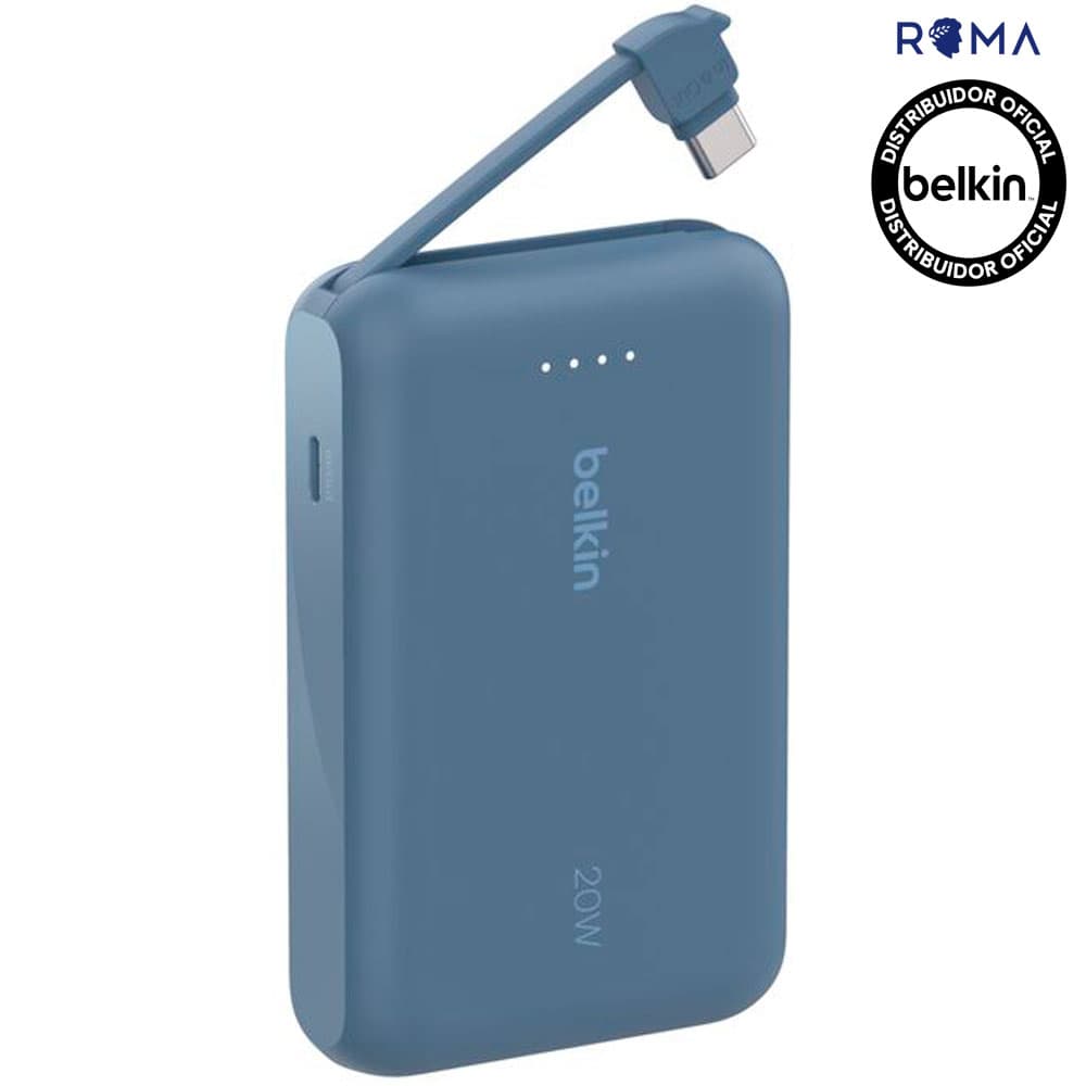 Belkin Carregador Portatil Belkin Boostcharge 10K Cabo Integrado BPB021FQBL Azul